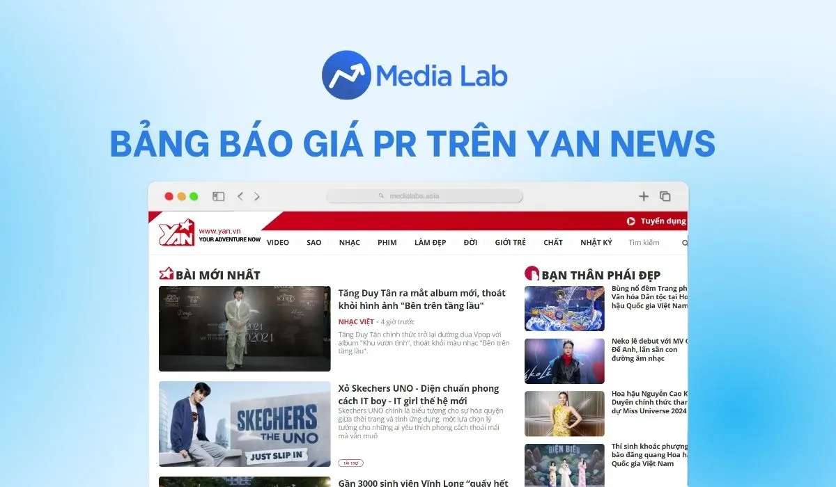 Bảng báo giá quảng cáo, PR trên Yan News - Yan.vn mới nhất 2025
